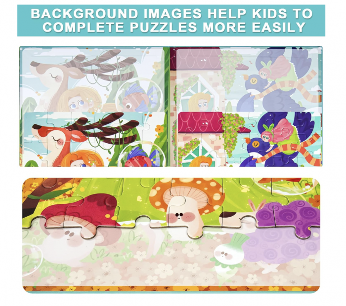 Set 4 puzzle-uri magnetice din lemn – Printesa Elfica, Montessori [7]