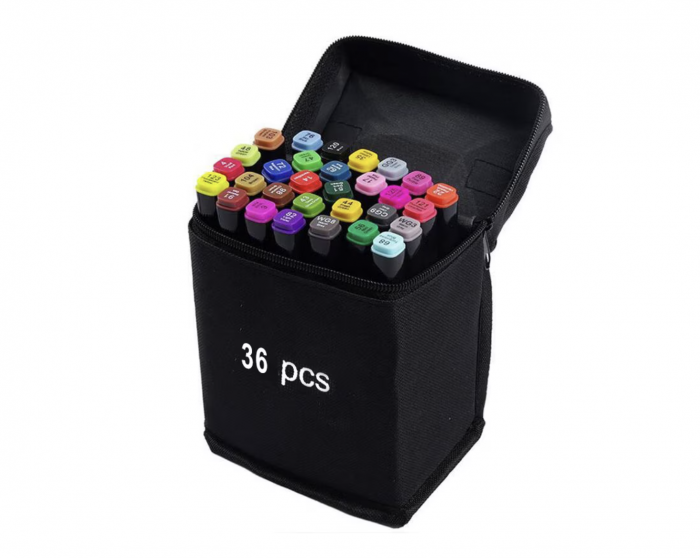 Set 36 de carioci profesionale, cu 2 tipuri de varf, markere [13]