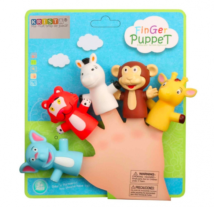 Set 5 figurine mascote pentru degete, finger puppet animale salbatice