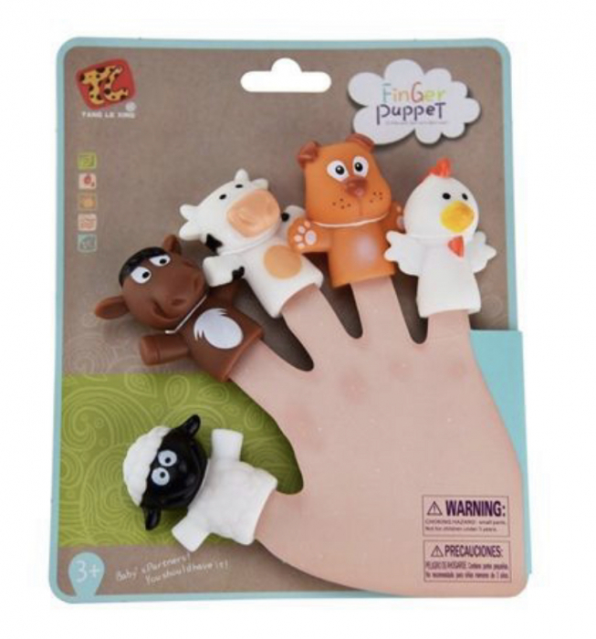 Set 5 figurine Mascote pentru degete, Finger Puppet Animale Domestice