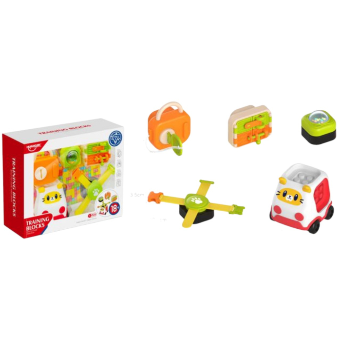 Set 5 piese pentru Placa interactiva cu masinuta si cuburi senzoriale, 18 luni+