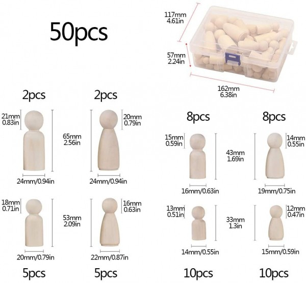 Set 50 papusi de pictat din lemn natur [13]