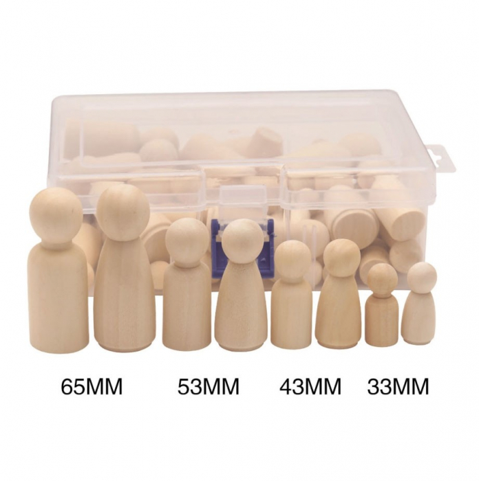 Set 50 papusi de pictat din lemn natur [14]