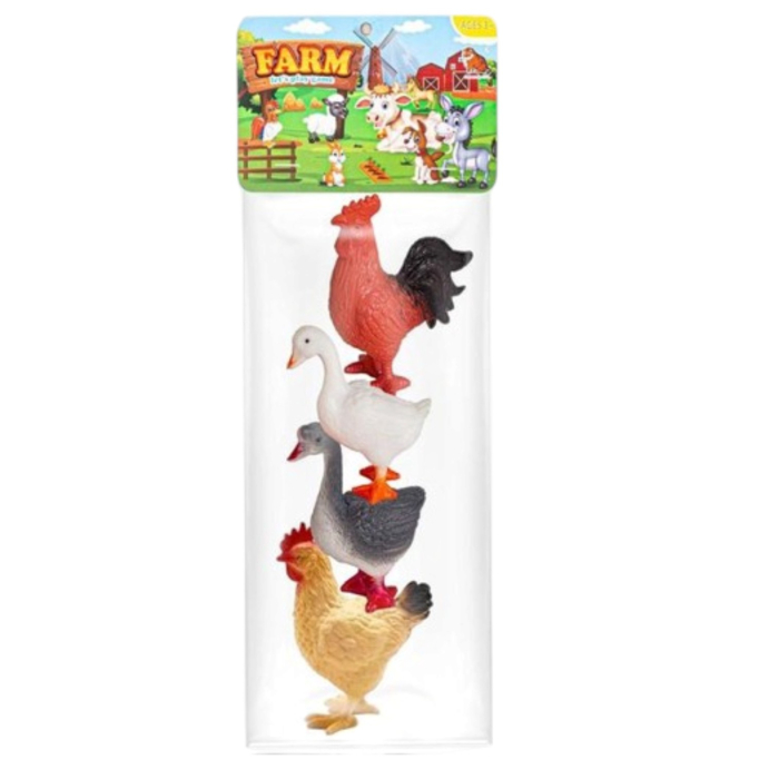 Set 4 Figurine Pasari De Curte Farm Cocos Gaina Gasca Si Rata  3 Ani [3]
