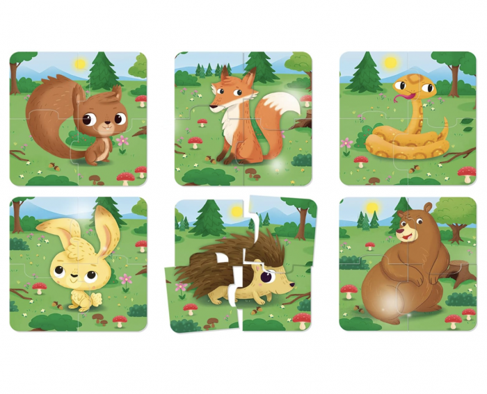 Set 6 puzzle cu animale, 24 piese mari, Baby Puzzle, 1-4 ani [2]