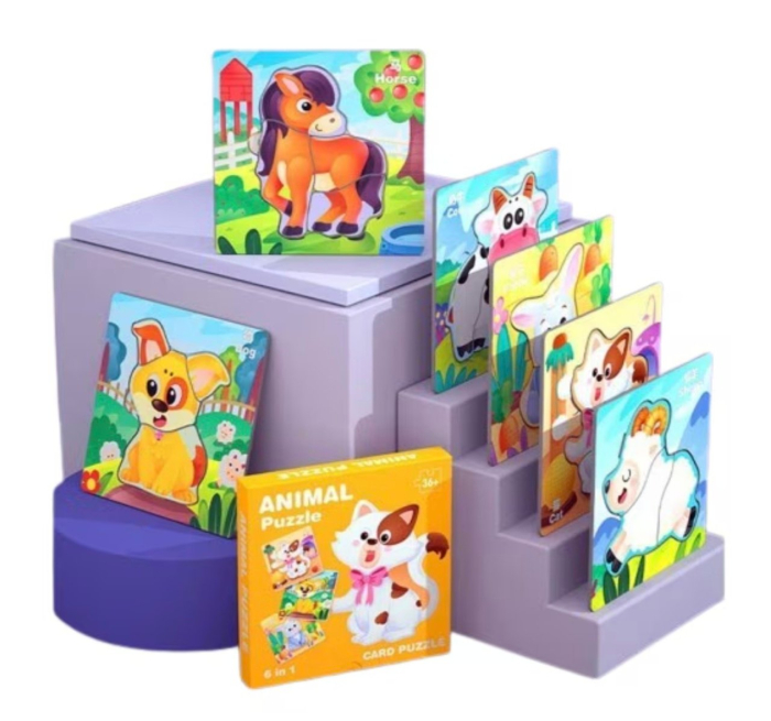 Set 6 Puzzle incastru cu cate 4 piese, Animale [6]