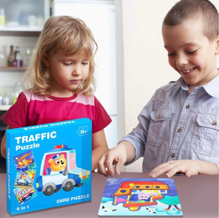 Set 6 Puzzle incastru cu cate 4 piese, Masini [5]