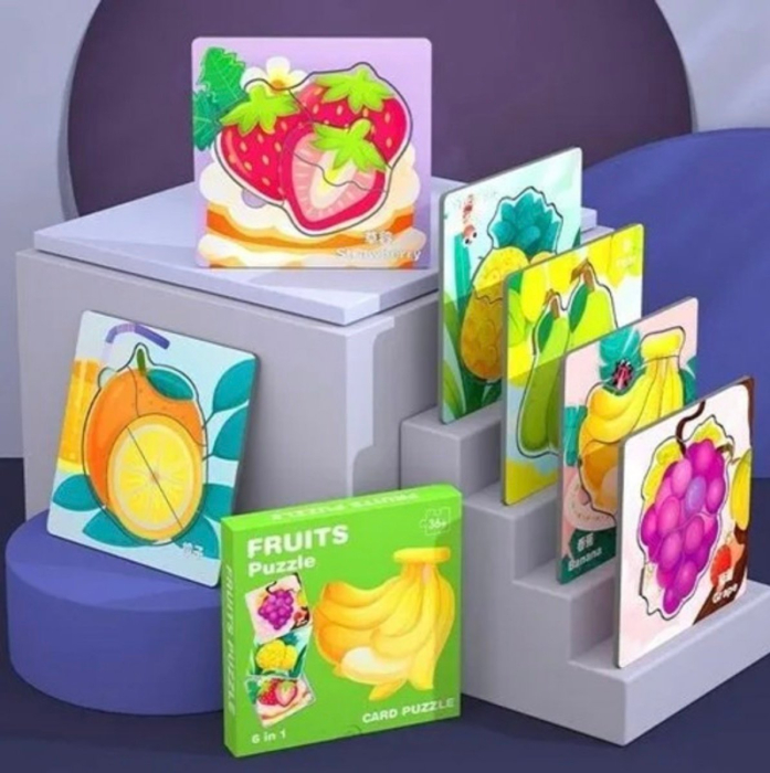 Set 6 Puzzle incastru cu cate 4 piese, Fructe [4]