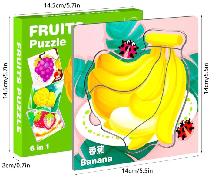 Set 6 Puzzle incastru cu cate 4 piese, Fructe [7]