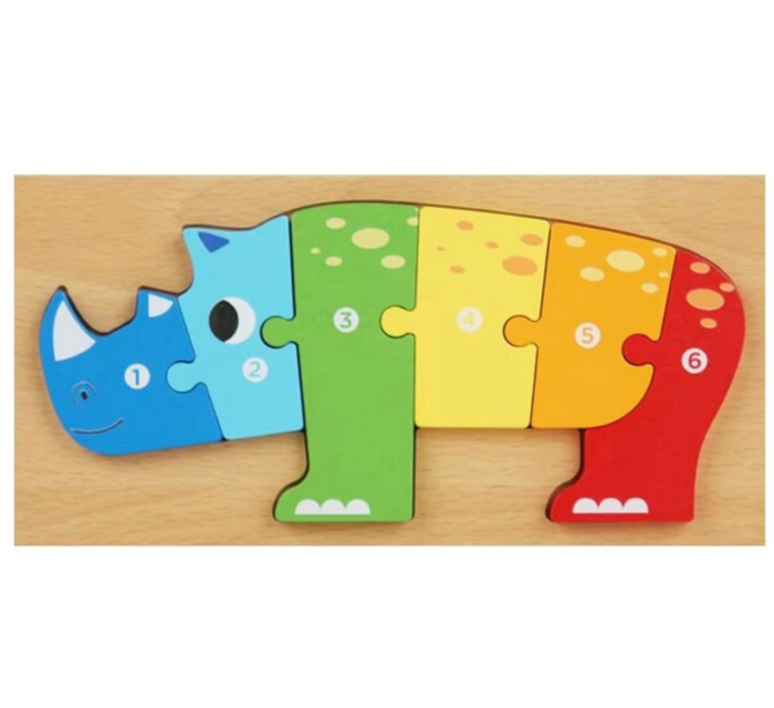 Set 6 Puzzle Incastu cu animale, din lemn masiv – Piese Mari numerotate [2]