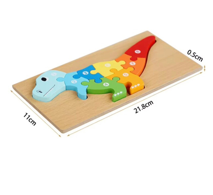 Set 6 Puzzle Incastu cu animale, din lemn masiv – Piese Mari numerotate [11]