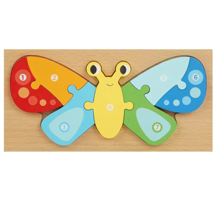 Set 6 Puzzle Incastu cu animale, din lemn masiv – Piese Mari numerotate [4]