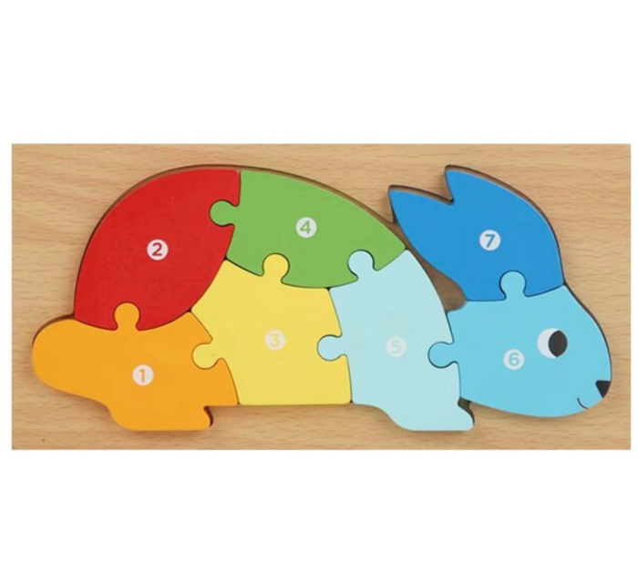 Set 6 Puzzle Incastu cu animale, din lemn masiv – Piese Mari numerotate [3]