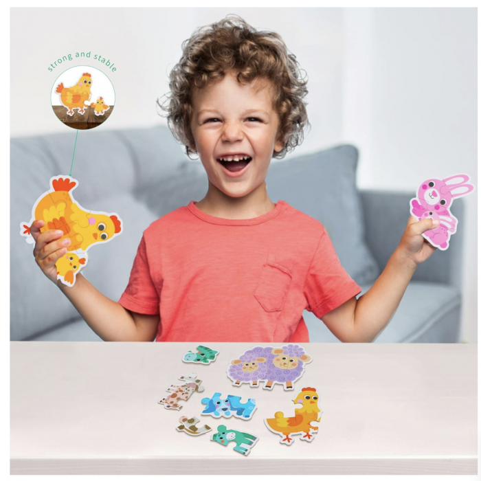 Set 6 Puzzle Animale domestice cu 33 piese mari din carton [7]