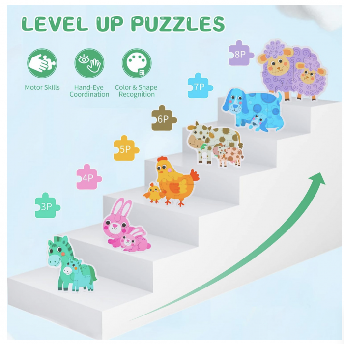 Set 6 Puzzle Animale domestice cu 33 piese mari din carton [3]