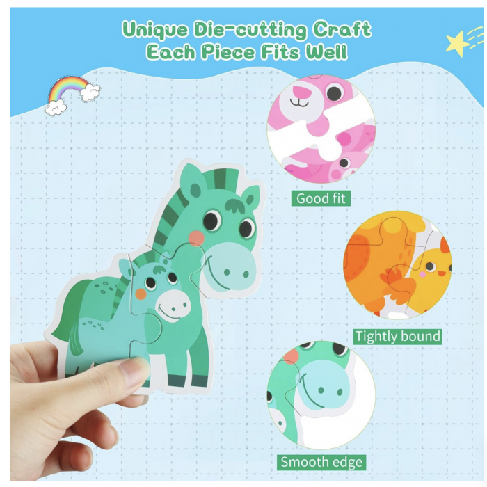 Set 6 Puzzle Animale domestice cu 33 piese mari din carton [4]