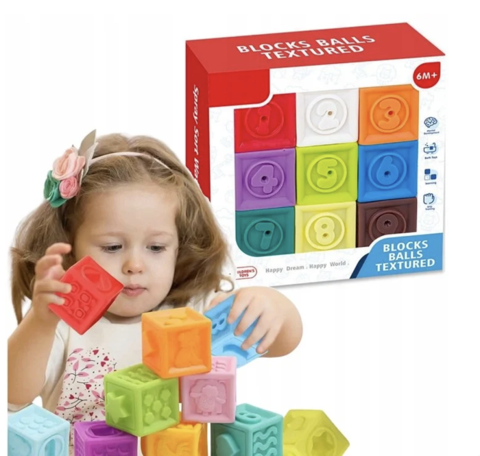 Set 9 cuburi senzoriale pentru bebelusi, moi si educative, cifrele, 6 luni+ [2]