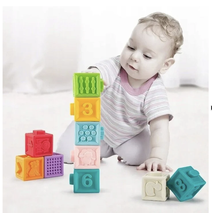 Set 9 cuburi senzoriale pentru bebelusi, moi si educative, cifrele, 6 luni+ [3]