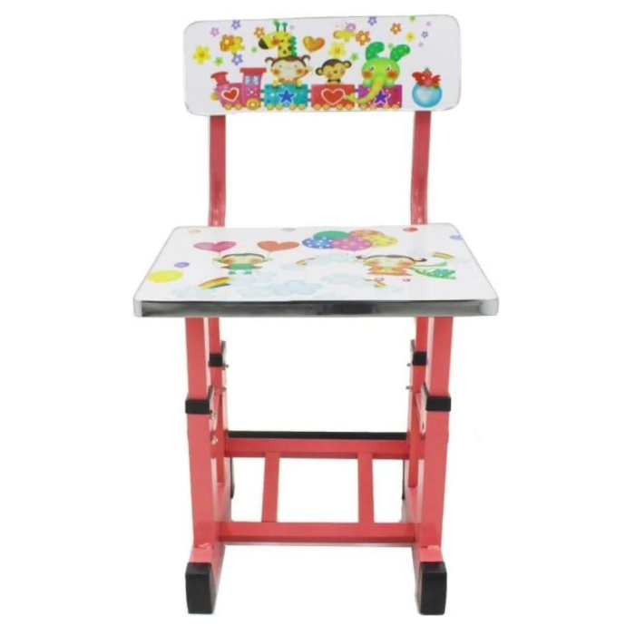 Set birou si scaun copii A2, cu cadru metalic, blat MDF, ceas si abac, Jocurile Copilariei Alb [3]