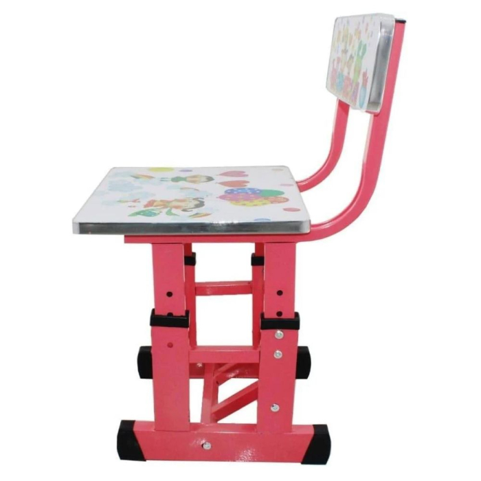 Set birou si scaun copii A2, cu cadru metalic, blat MDF, ceas si abac, Jocurile Copilariei Alb [5]