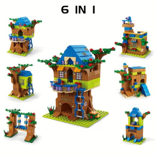 Set constructie 6 in 1 Casuta din copac 1000 piese, pentru copii 6+ ani [3]