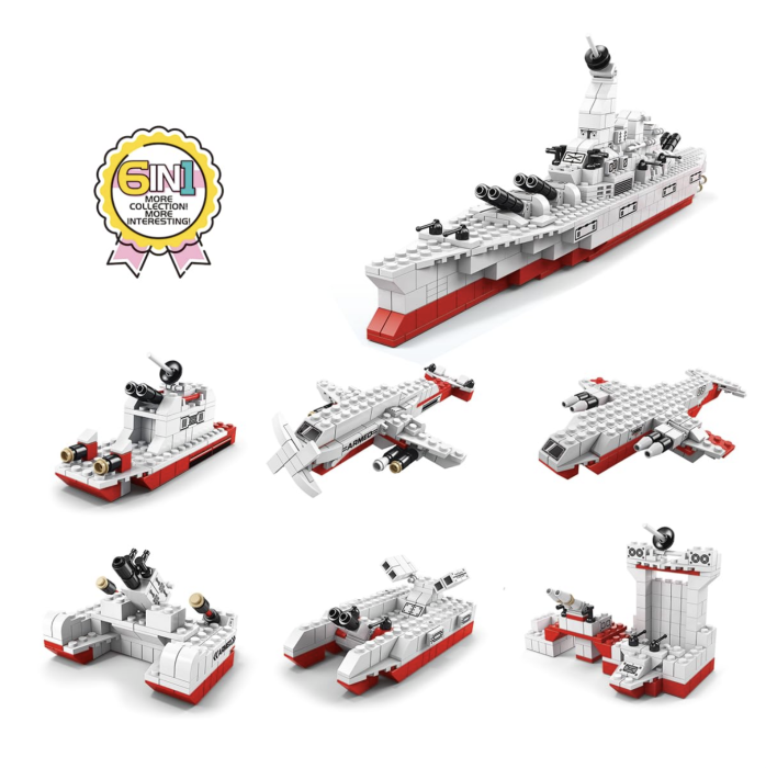 Set constructie 6 in 1 Nava militara 1000 piese, pentru copii 6+ ani [4]