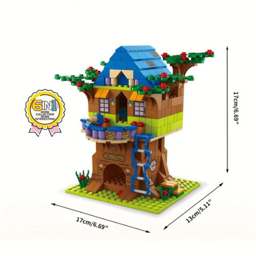 Set constructie 6 in 1 Casuta din copac 1000 piese, pentru copii 6+ ani [4]