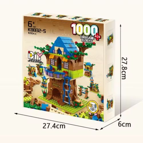 Set constructie 6 in 1 Casuta din copac 1000 piese, pentru copii 6+ ani [5]