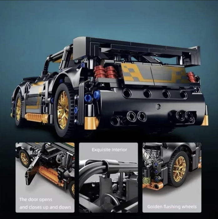 Set constructie masina de curse Supercar, scara 1:18 pull-back, 520 piese, 6 ani+ [3]