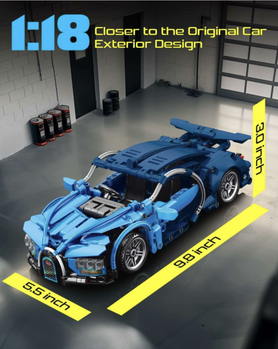 Set constructie masina de curse Supercar, scara 1:18 pull-back, 423 piese, 6 ani+ [3]