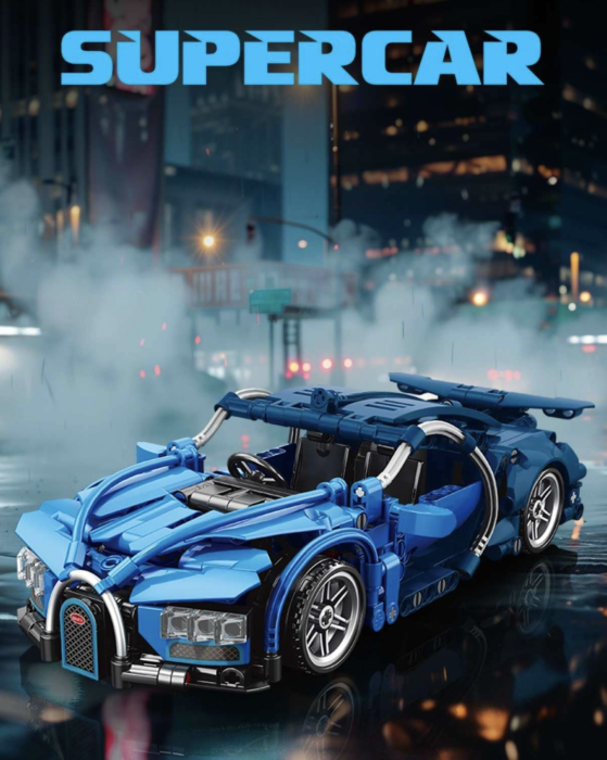Set constructie masina de curse Supercar, scara 1:18 pull-back, 423 piese, 6 ani+ [4]