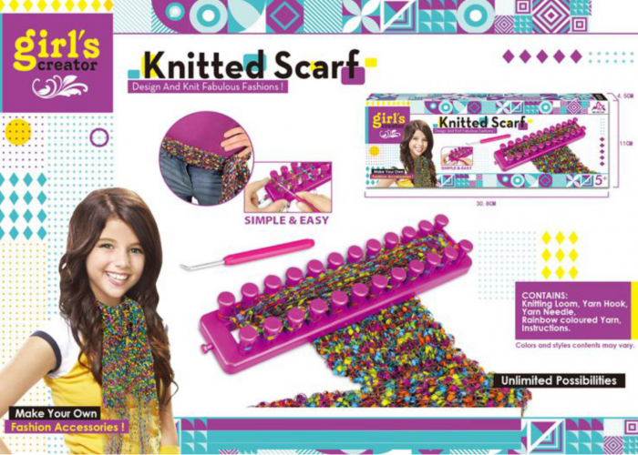 Set creatie de tricotat, cu aparat gherghef cu 2 randuri, esarfa multicolora [9]