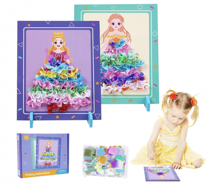 Set creativ si educativ Broderie pe rochia printesei blonde