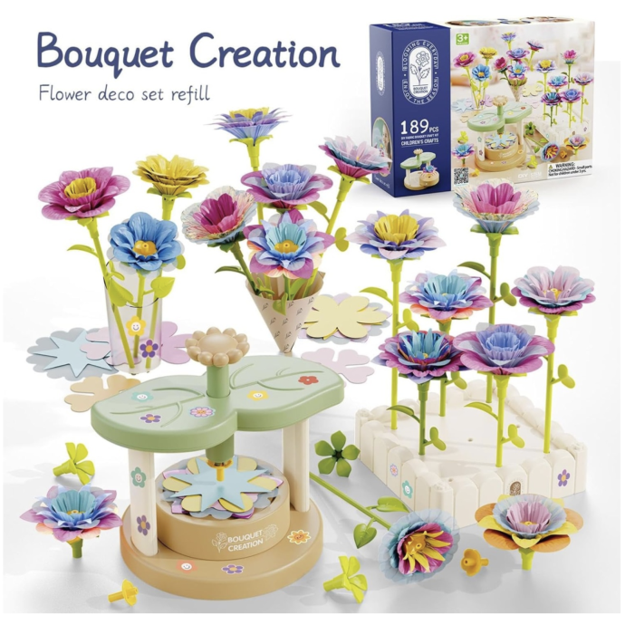 Joc de creatie floral Fabrica de flori cu 189 piese, set creativ DIY pentru copii [7]