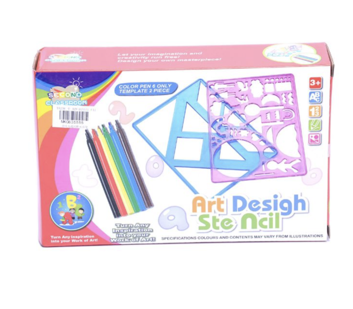 Set Creativ de Desen cu Sabloane si 6 Carioci Colorate Art Design, Mandala [4]