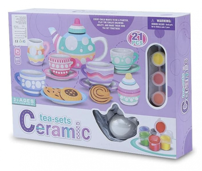 Set Creativ Ceai - Vase din Ceramica pentru Pictat