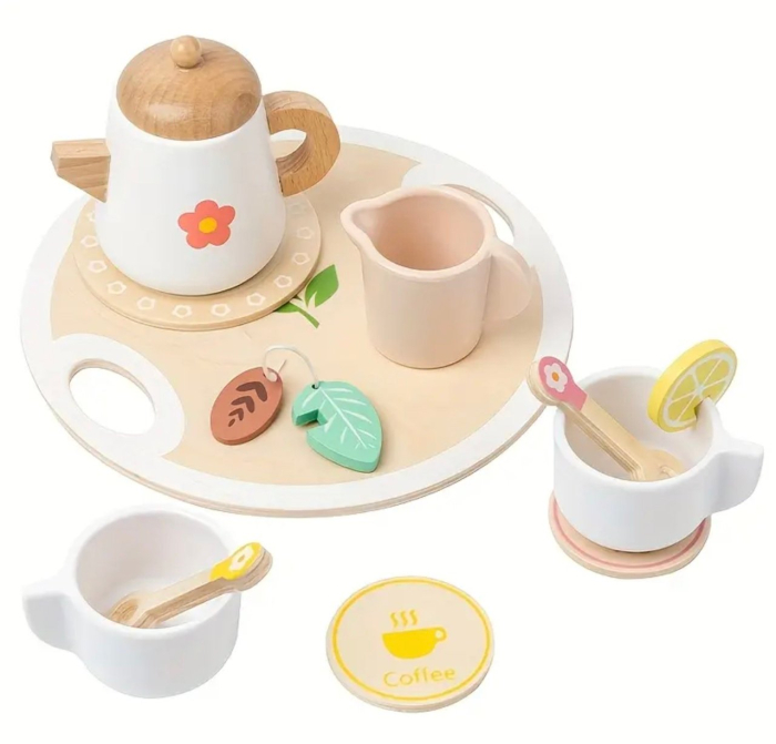 Set de ceai Montessori, din lemn, natur