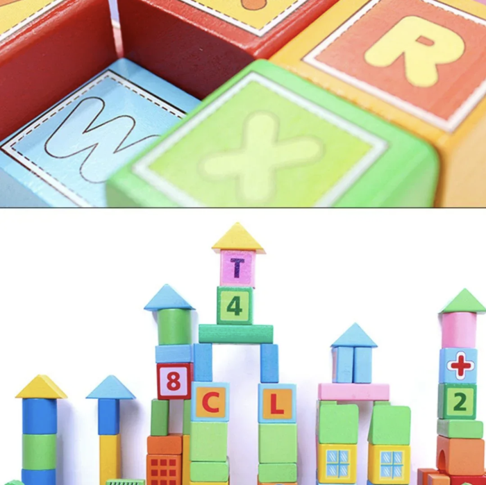 Set de constructie 100 Cuburi din lemn - Smart Town [3]