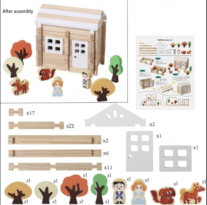 Set de constructie Casuta din padure, 170 piese, din lemn [3]