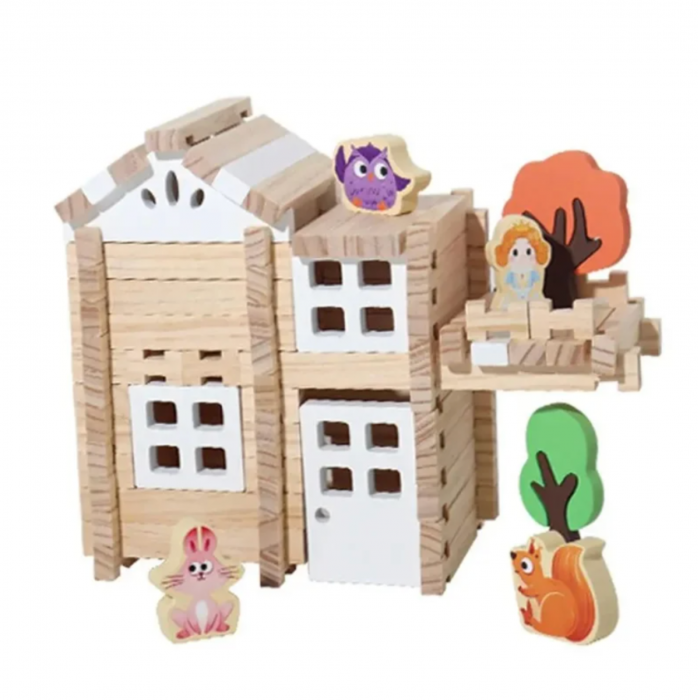 Set de constructie Casuta din padure, 170 piese, din lemn [6]