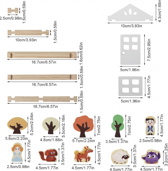 Set de constructie Casuta din padure, 170 piese, din lemn [5]