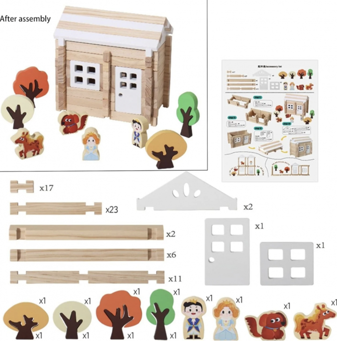 Set de constructie Casuta din padure, 75 piese, din lemn [2]