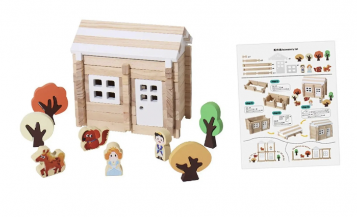 Set de constructie Casuta din padure, 75 piese, din lemn [3]