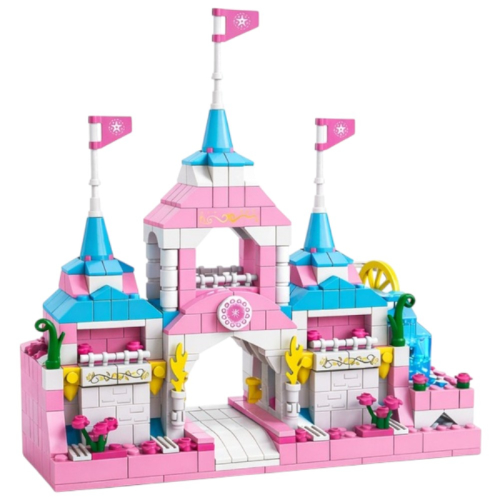 Set constructie castel 1000 piese – model roz pentru copii 6+ ani [2]