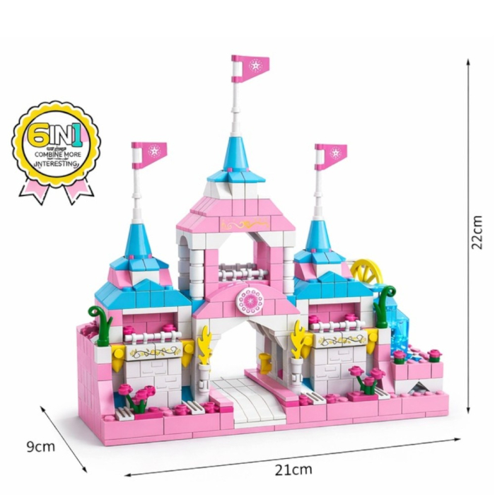 Set constructie castel 1000 piese – model roz pentru copii 6+ ani [3]