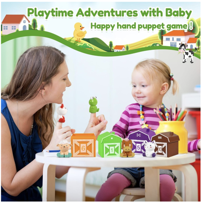 Set marionete de sortat si asociat cu animalute de la ferma, 20 piese, 3 ani+ [8]