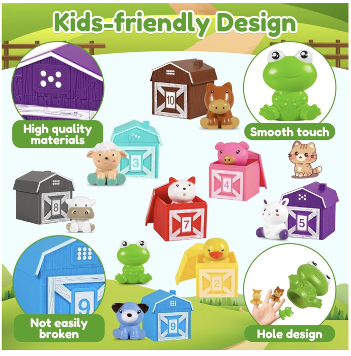 Set marionete de sortat si asociat cu animalute de la ferma, 20 piese, 3 ani+ [7]