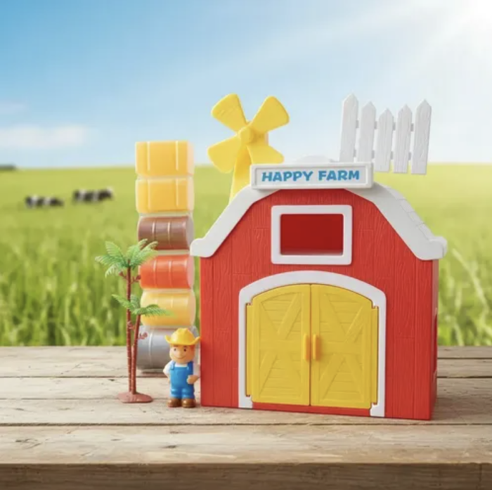 Set De Joaca Ferma Copii Happy Farm Cu Grajd Figurina Fermier Si Accesorii 3 Ani [3]