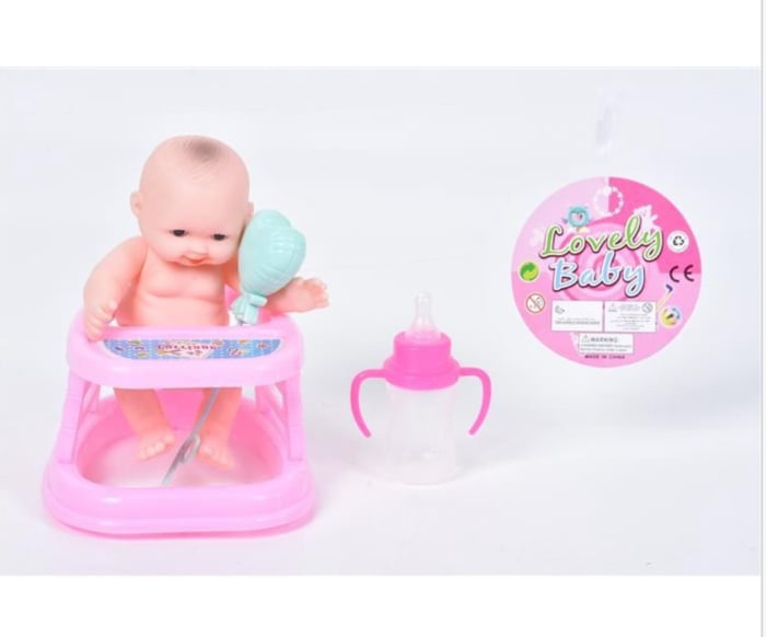 Set de joaca Papusa Bebe cu accesorii scaun de masa, biberon, bagheta magica, 3 ani+ [3]