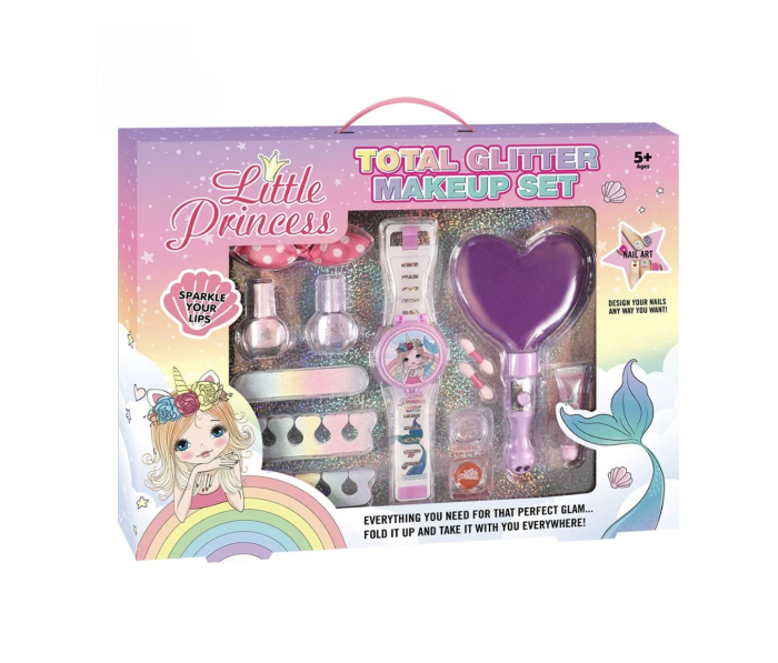 Set de machiaj copii Little Princess Total Glitter, lampa LED si ceas cu farduri, 5 ani+ [2]